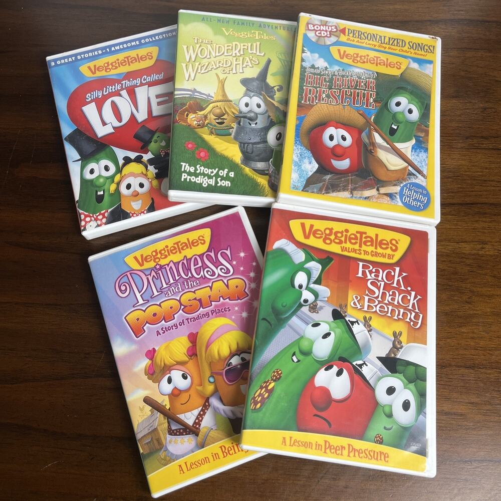 Lot of 5 VeggieTales DVDs Childrens Christian Bible Animated Funny Cartoon Show